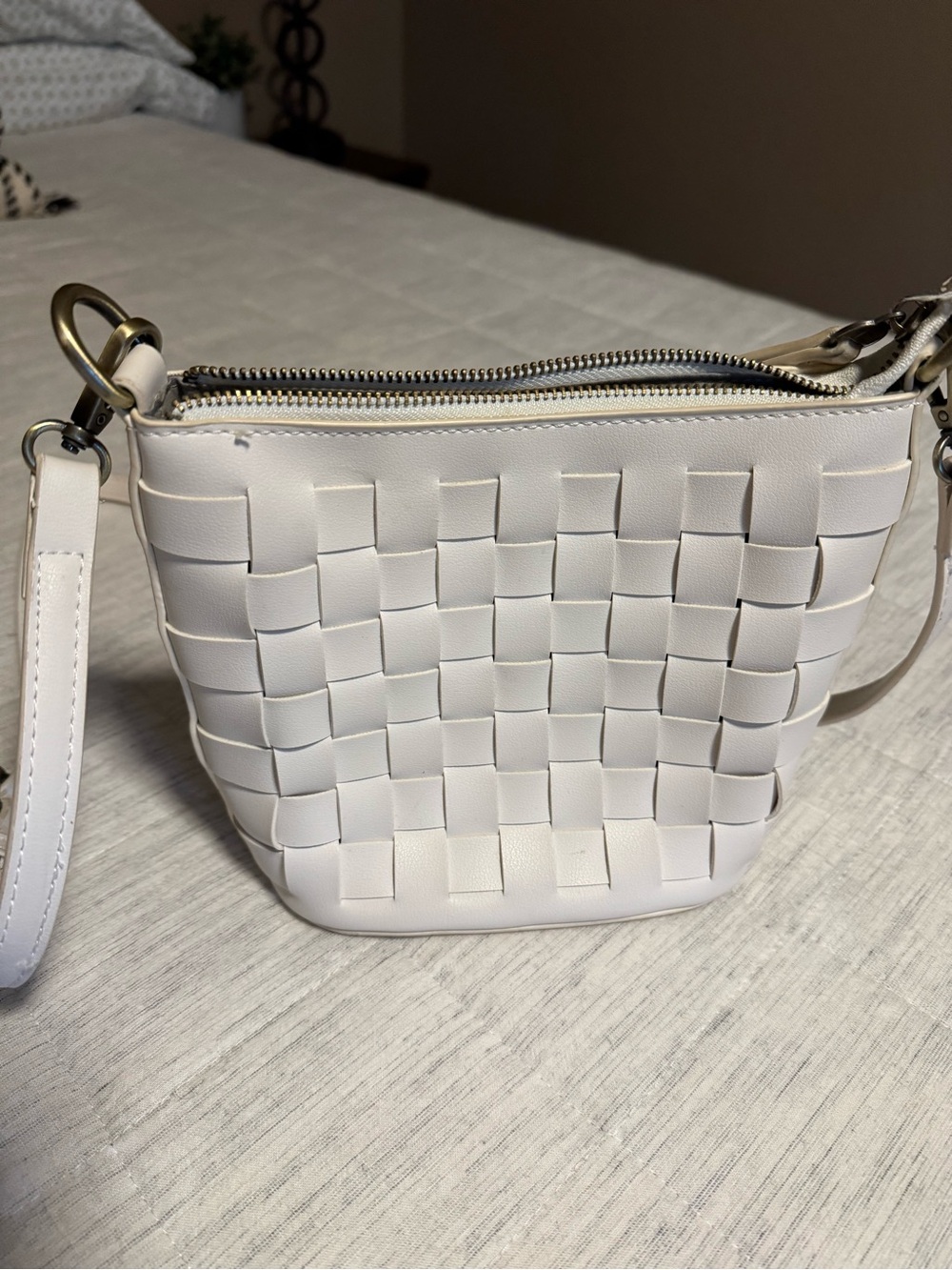Joy Susan Cream Woven Crossbody Bag